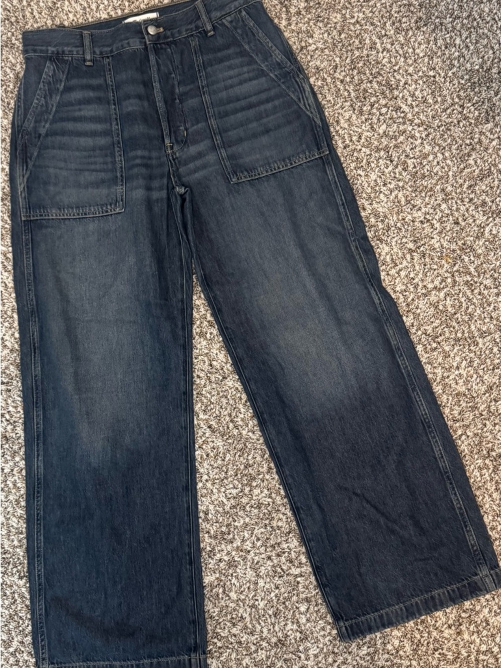 SOLD!     Madewell Low Slung Baggy Jeans Size 29 Dark Wash Wide Leg Utility